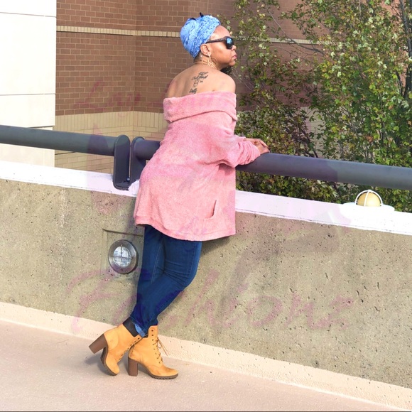 Cowl Neck Sweater- FADED CORAL - Picture 6 of 8